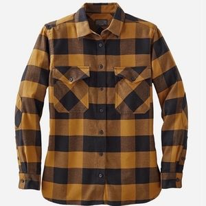 Pendleton Women's Black and Tan Plaid Button Down Shirt
